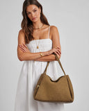 Nova Hand Woven Suedette Large Shoulder Bag, Caramel