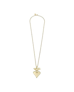 Long Gold Flaming Heart Necklace