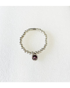 Beaded bracelet with purple crystal (silver)