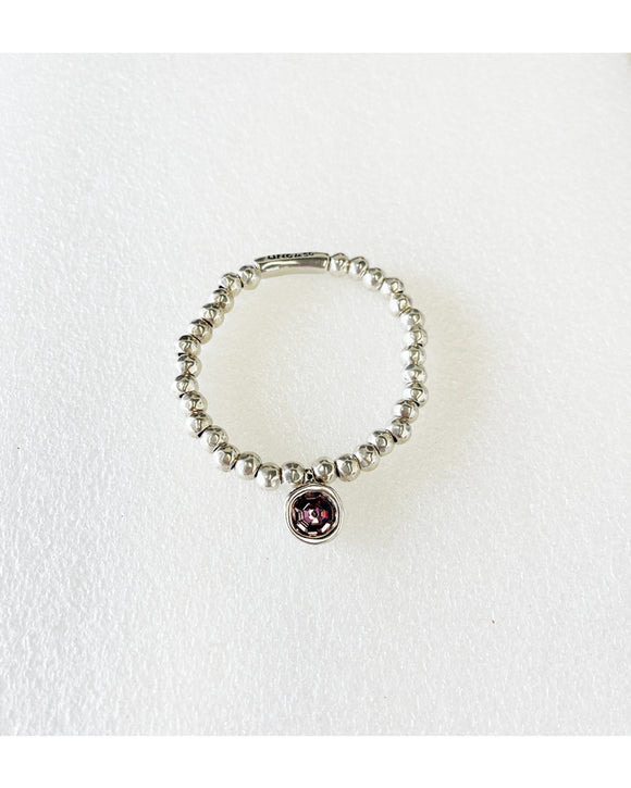 Beaded bracelet with purple crystal (silver)