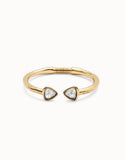 Cuff bracelet with two multicolored crystals, gold
