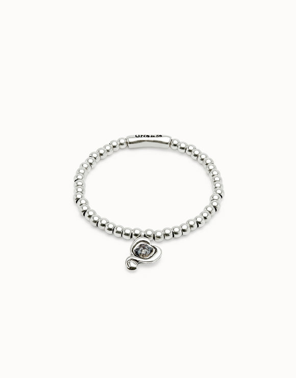 Heart Bracelet with Black Crystal (Silver/Black)