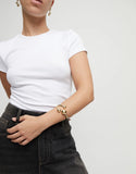 Cuff bracelet with three beads, gold