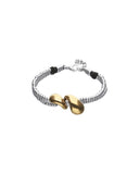 Double-strand bracelet with lobster clasp and two drops (silver/gold)