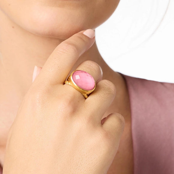 Nassau Statement Ring, gold, Iridescent Peony Pink