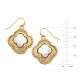 Gold Clover with Pearl Earrings