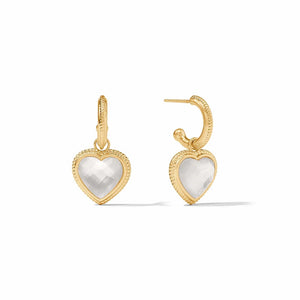 Heart Hoop & Charm Earrings, gold