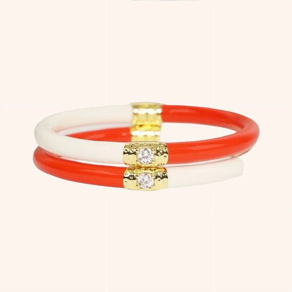 Coral/Ivory Yin & Yang All Weather Bangles