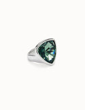Large triangular ring with crystals (silver)