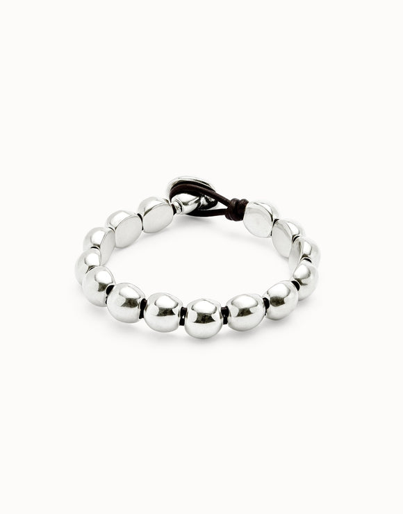 Bracelet with small round beads, silver