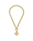 Gold Cross Front Toggle Necklace