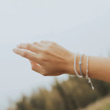 Be Still Prayer Bracelet, frosted quartz/silver