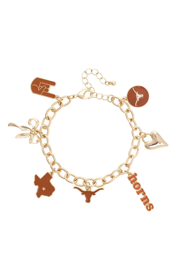 Texas Longhorns Enamel Icons Charm Bracelet