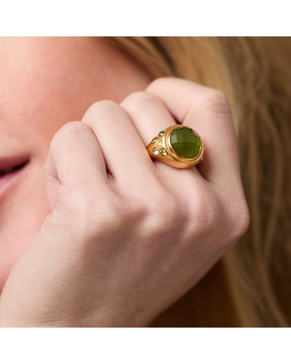 Rainbow Statement Ring, Iridescent Palmetto Green, gold