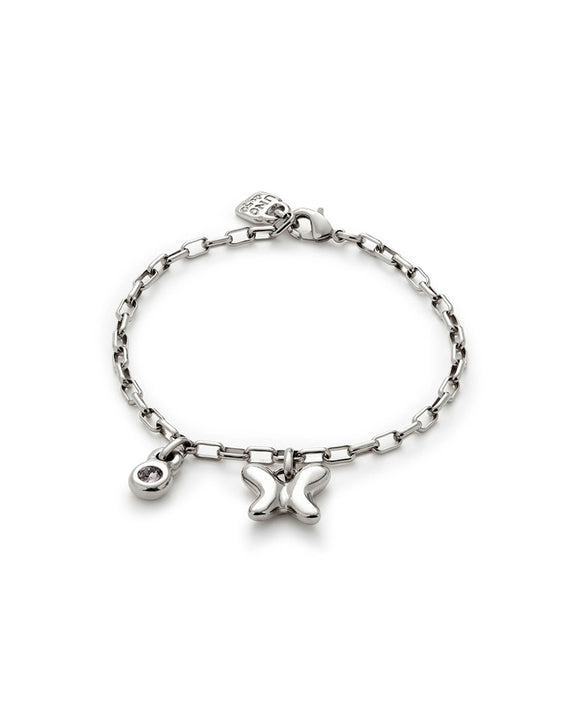 Mid-size line charm bracelet with butterfly charm
