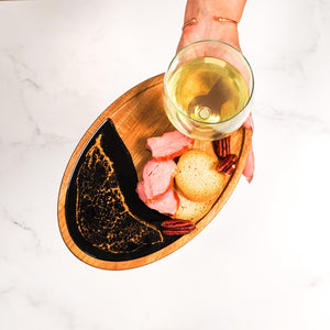 Wine & Appetizer Trays - Resin and Wood, Black Ember