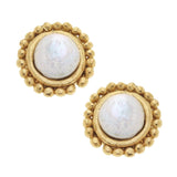 Dotted Coin Pearl Studs, gold