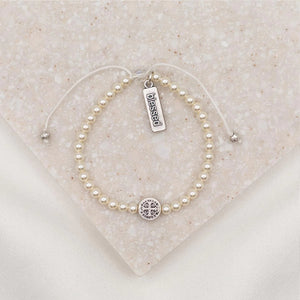 Birthday Blessing Bracelet, Pearl / silver
