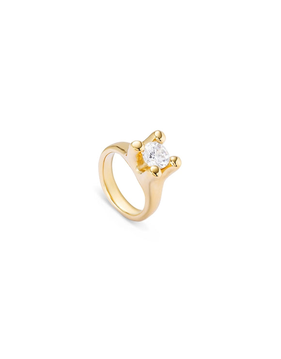 Anima Ring with white Cubic Zirconia, gold