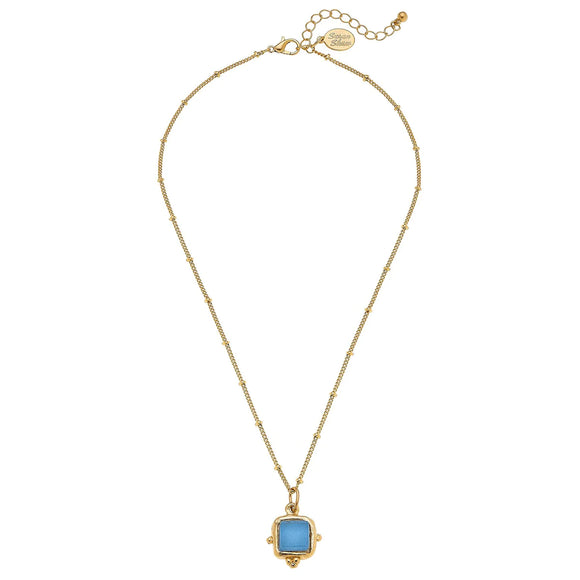 Charlotte Dainty Aqua Necklace, gold