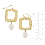 Open Square Pearl Earrings