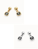 Drop earrings with black crystal (gold or silver)