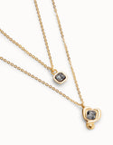 Long pendant and central charm with transparent crystal (gold or silver)