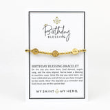 Birthday Blessing Bracelet, Benedictine, gold / gold