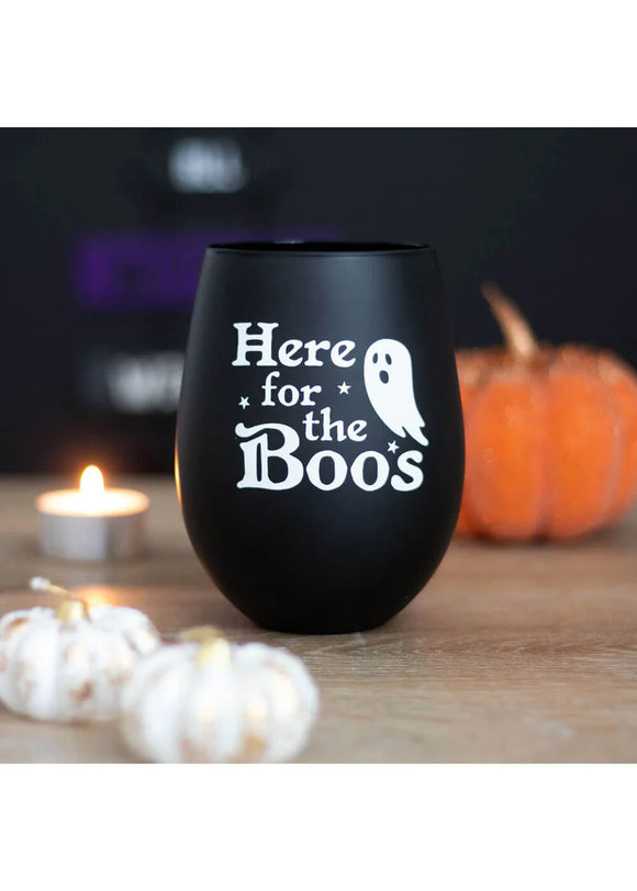 Here For The Boos Halloween Ghost Stemless Glass