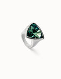 Large triangular ring with crystals (silver)