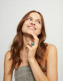 Large triangular ring with crystals (silver)