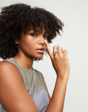 Ring with three green crystals (silver)