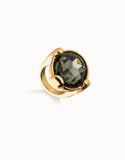 Large Ring with Oval Faceted Gray Crystal