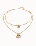 Long pendant and central charm with transparent crystal (gold or silver)