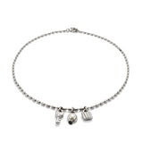 Bracelet with 3 charms, key, pearl, and lock (gold or silver)