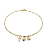 Bracelet with 3 charms, key, pearl, and lock (gold or silver)