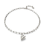 Mid-sized link necklace with dangling heart (gold or silver)