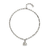 Mid-sized link necklace with dangling heart (gold or silver)
