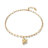 Mid-sized link necklace with dangling heart (gold or silver)