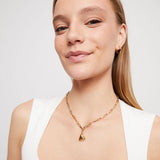 Mid-sized link necklace with dangling heart (gold or silver)