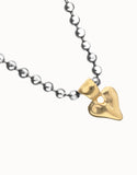 Beaded short necklace with heart detail, gold