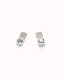 Rectangular-shaped earrings with white crystal (gold or silver)