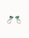 Drop earrings with green crystals (silver)