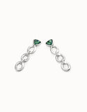 Drop earrings with green crystal