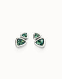 Drop earrings with 2 green crystals (silver)