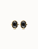Studs with black oval faceted crystals