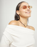 Drop earrings with long chain and sphere, gold