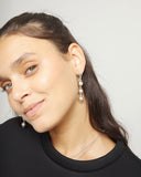 Bead drop earrings, silver