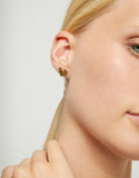 Heart piercing stud earrings, gold