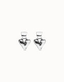 Small heart stud earrings, silver
